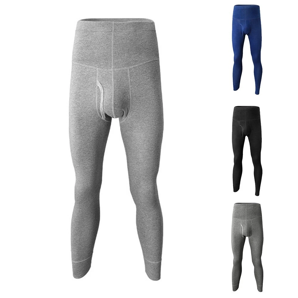 Warm Fleece Lined Thermal Leggings for Men Compression Pants for