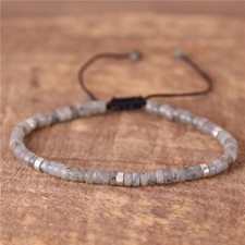 Natural Gray Labradorite Stone Dainty Bracelet Crystal Bracelet Minimalist