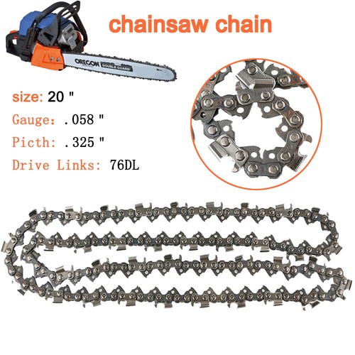 Set 20" inch Chainsaw Saw Chain Pitch .325 " 0.058 Gauge 76 Drive Links Metal - Picture 4 of 6