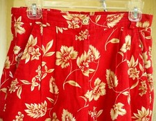 VTG 90S EASTBROOK USA S M WOMEN COTTON RED BEIGE FLORAL LEAF WALKING SHORTS PANT