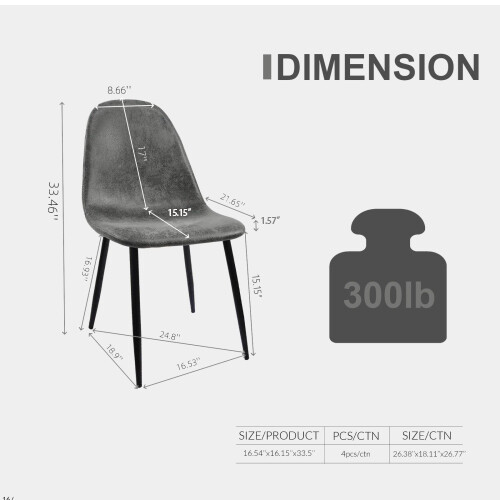 5 Pcs Kitchen Set MDF Wood Colour Dining Table + 4 Linen Backrest Chairs Grey - Picture 3 of 15