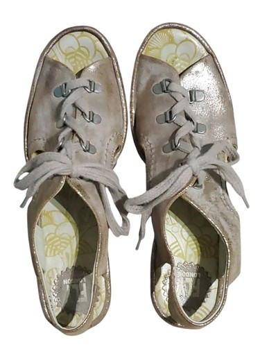 Fly London Ylva Peep Toe Sandals Size 41 Rose Gold Metallic Lace Up Wedge Heels - Picture 11 of 11