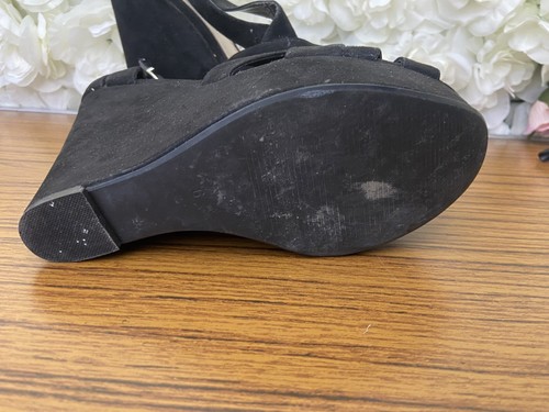 Dorothy Perkins Womens DP Black Buckle Wedges Sandals Heels Shoes Size 6 - Picture 8 of 9