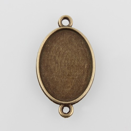 Tibetan Style Pendants Alloy Oval Connector Blanks Antique Cabochon Settings - Picture 14 of 17