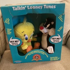 Talkin' Looney Tunes Tweety and Sylvester Large 16" Plush Dolls NEW Old Stock