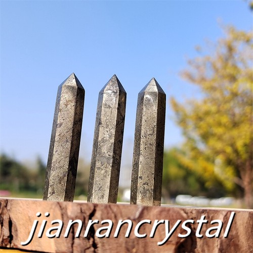 3pcs Natural Pyrite Wand Quartz Crystal Obelisk Point Tower Healing 5.5cm - Picture 11 of 17