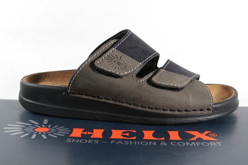 Helix Herren Pantolette Clogs Pantolette Schuhe schwarz grau schwarz 54131 Leder - Bild 2 von 6