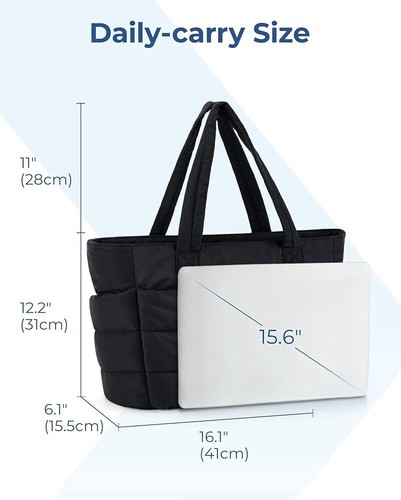 BAGSMART Tote Bag for Women, Lightweight Puffy Tote Bag with Compartments - Picture 4 of 9