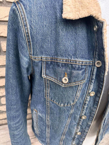 DIESEL Trucker Jeansjacke mit Sherpa Fellkragen - Größe L - Bild 3 von 6