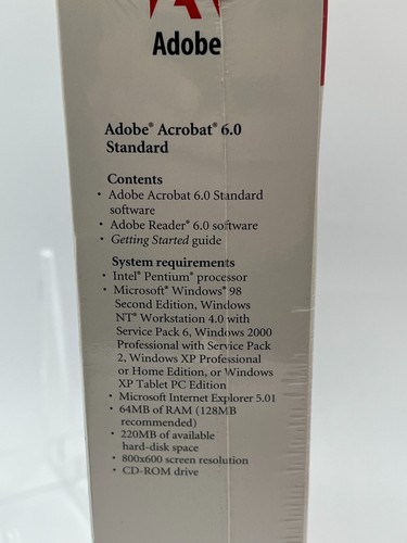 VTG Big Box Adobe Acrobat 6.0 Standard BRAND NEW SEALED PC Software 2003 Windows - Picture 4 of 9