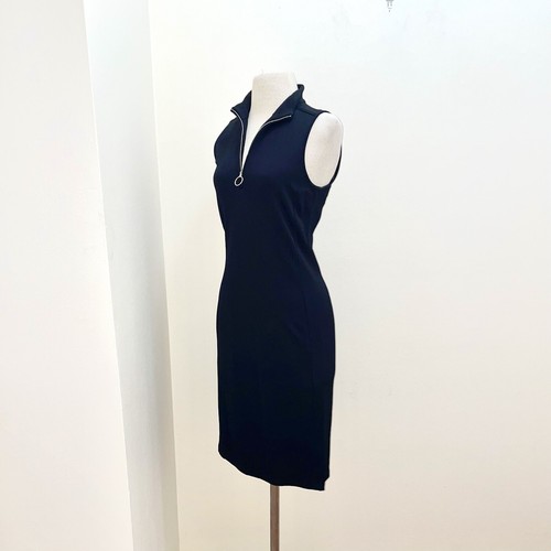 Ralph Lauren Black Quarter Zip Sporty Mock Neck Collared Casual Dress Size Small - Picture 2 of 11