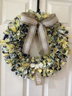 Handmade Rag Wreath 14-inch Cottage Farmhouse Summer "Sunshine & Lemons" NEW
