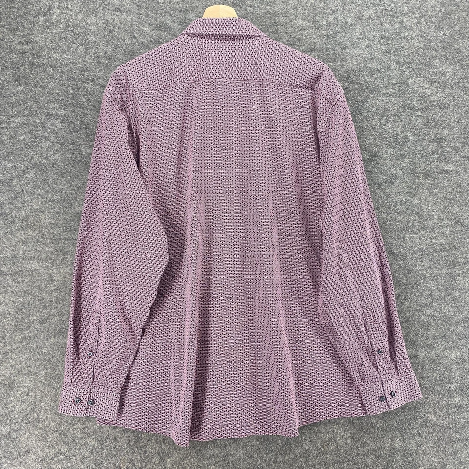 J. Ferrar Shirt Men XL Purple Geometric Button Up Collared Regular Fit Stretch - Image 2 of 4