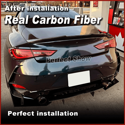 For Infiniti Q60 2016-22 Real Carbon Rear Bumper Side Vent C Blade Trim Canards - Picture 5 of 11