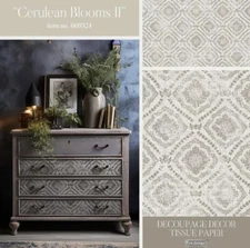 Redesign With Prima CERULEAN BLOOMS II Decoupage Decor Thick Tissue Paper