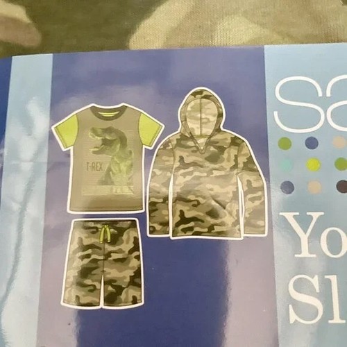 NEW Boys Saint Eve 3 Pc Dinosaur Camo Pajamas Set Top Shorts Hoodie NWT 14 16 L - Picture 8 of 8