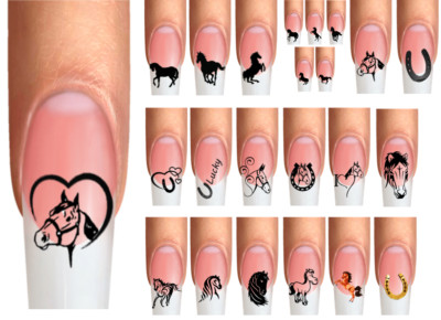 Wraps Nail Tattoos, Pferde Silhouette , Hufeisen, Herz, Wunschmotiv Pferd Horse