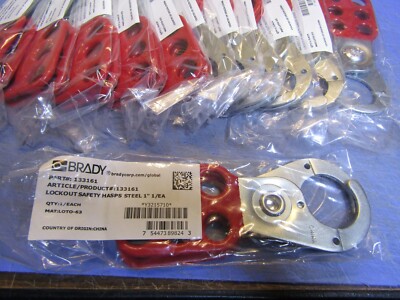 12 – Brady 133161 Lockout Hasp, Red, Steel, 1” Eye, 4-1/2