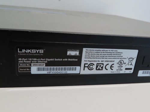 LINKSYS SRW248G4P 48 PORT 10/100 + 4 PORT GIGABIT 375W POE SWITCH - Picture 7 of 8