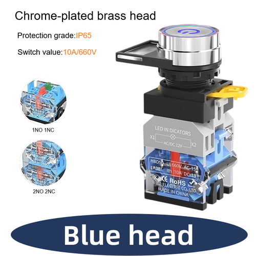 22mm Metal Flat Head Illuminated Button Switch IP65DPDT110VAC Start Stop Control - Picture 21 of 24