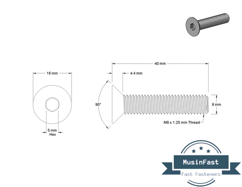 M3 M4 M5 M6 M8 Stainless Steel Hex Drive Flat Head Screw A2 Qty:10,20,50,100pcs - Picture 91 of 95