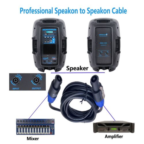 Paar 25 Fuß Speakon zu Speakon Kabel 12 Stärke AWG Draht AMP Audio Lautsprecherkabel - Bild 2 von 22