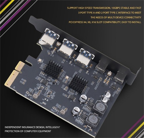 With 3 Type A and 2 Type C Port for Computer Motherboard Expansion Card - Afbeelding 4 van 10