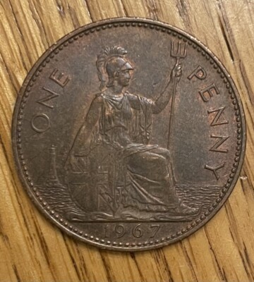 ワンペニー　one penny エリザベス2世 1967 1967 ELIZABETH II DEI GRATIA REGINA F D + ONE PENNY COIN, GREAT
