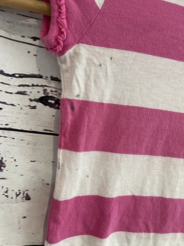 Ralph Lauren Pink White Stripe 3 3T Baby Toddler Crew Neck T Shirt Marked - Picture 2 of 10
