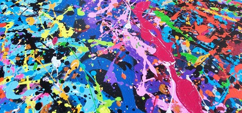 Yoav Pour Hand Signed 5/95 hand Embellished colorful abstract art on canvas - Picture 7 of 10