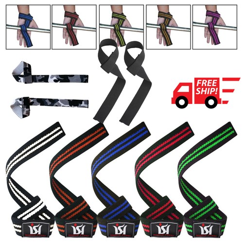 POWER WEIGHT LIFTING TRAINING BAR STRAPS GYM HAND WRIST SUPPORT CROSS FIT COTTON - Picture 15 of 21