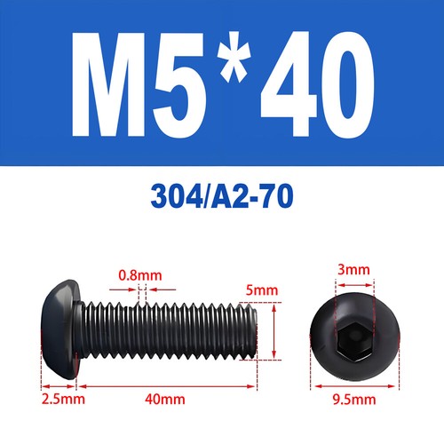 Schwarze Innensechskant Linsenkopfschrauben A2 V2A Edelstahl ISO 7380 M2 - M10 - Bild 64 von 121