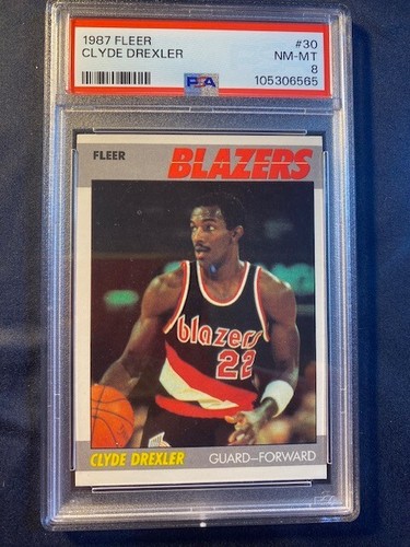 1987 Fleer #30 Clyde Drexler Portland Trail Blazers PSA 8 NM-MT HOF