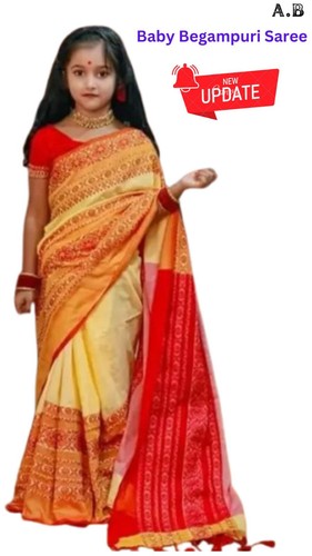 Baby Girl Cotton Khadi Saree hand made Ethnic Wear 3-6 Year - Picture 2 of 3