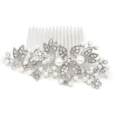 beautiful elegant wedding bridal hair comb Ivory Color pearl and crystal 1122