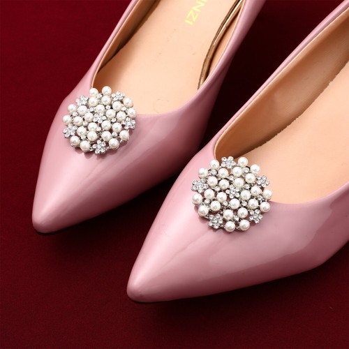 2PCS Rhinestone Shoe Buckles Rhinestone Shoe Flowers Pearl Shoe Charms - Picture 9 of 10
