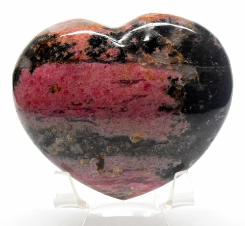 3.4" 370g Pink Orange Rhodonite Heart Polished Crystal Mineral Stone Madagascar - Picture 3 of 5