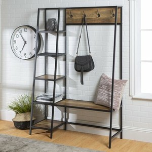 Industrial Coat Rack Stand Bench Hallway Furniture Bookshelves