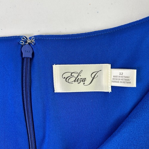 Eliza J Dress Womens Size 12 Blue Ruffle Hem Mini Zipper Back Sleeveless NWT - Picture 6 of 12