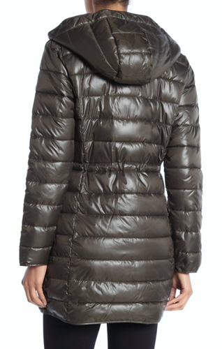 KENNETH COLE NEW YORK Hooded Packable Puffer Coat w/ Bag, Olive, L - ($195) - Picture 10 of 10