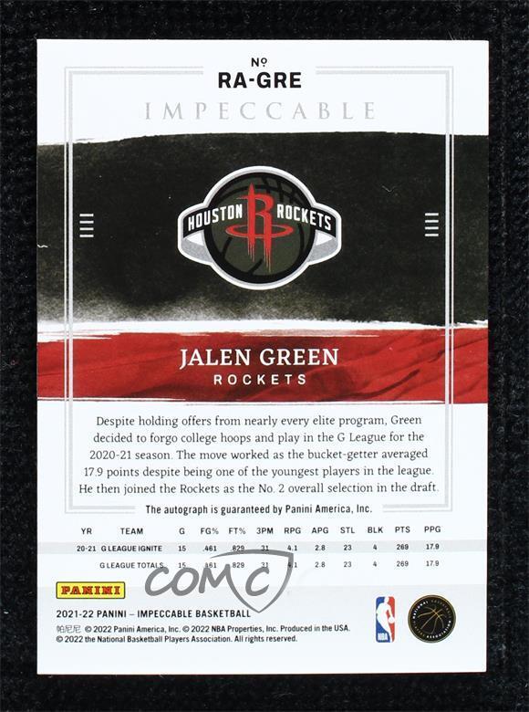 2021-22 Panini Impeccable Asia /88 Jalen Green #RA-GRE Rookie Auto RC