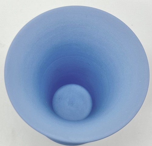 1954 WEDGWOOD BLAUER JASPIS WARE 3,5 Zoll VASE, BLÄTTER & SCHILF, TOP ZUSTAND - Bild 5 von 12