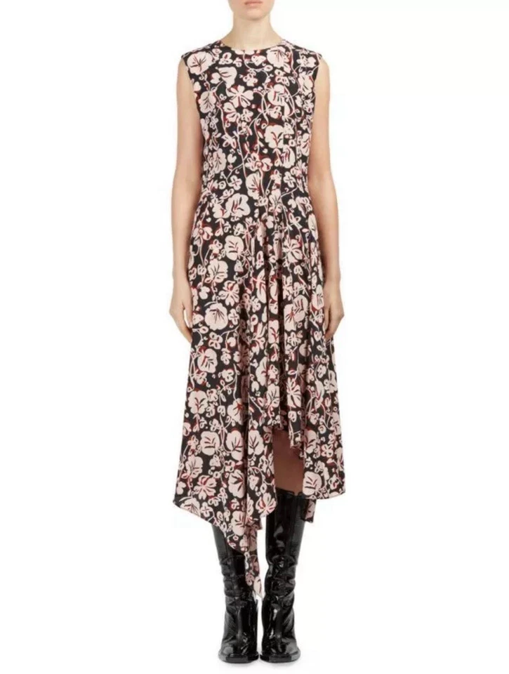 Kenzo 腮红/黑色不对称连衣裙,尺寸 38,6 US — 第 2/4 张图片