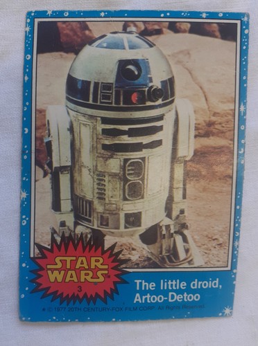 1977 STAR WARS ARTOO DETOO R2 D2 Series 1 Blue Card #3 and 2 stamps BB8 R2D2