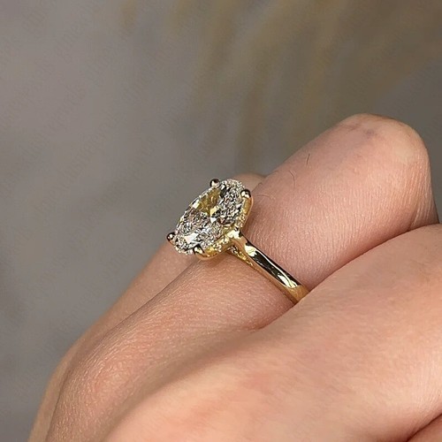 3.00 Ct Oval-Cut Brilliant Moissanite Solitaire Wedding Ring 14K Yellow Gold - Picture 3 of 8