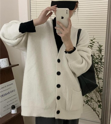 Womens Autumn Fashion V Neck Long Sleeve Loose Kniting Cardigan Warm Sweaters - Bild 16 von 31