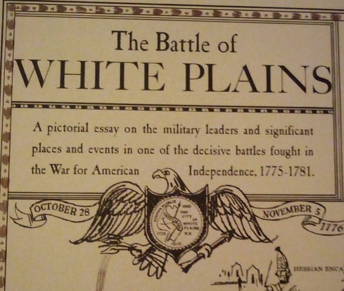 Die Schlacht von White Plains Karte und bildhafter Essay + Washington + Hamilton Drucke