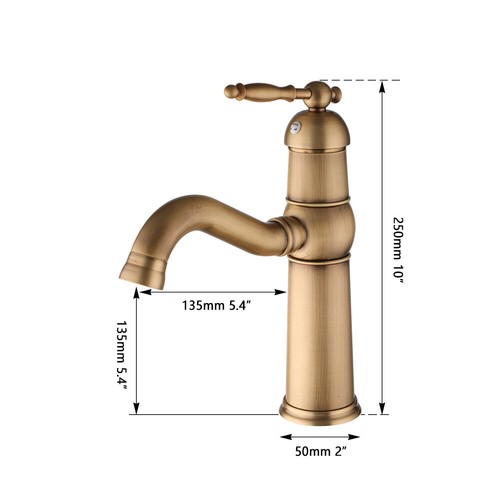Rubinetto lavandino vaso vasca da bagno in ottone antico 1 manico montaggio rubinetto - Foto 2 di 11