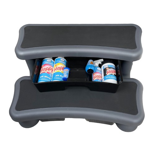 Pasos de bañera de hidromasaje Happy Premium con cajones de almacenamiento para productos químicos gris negro marrón - Imagen 19 de 19