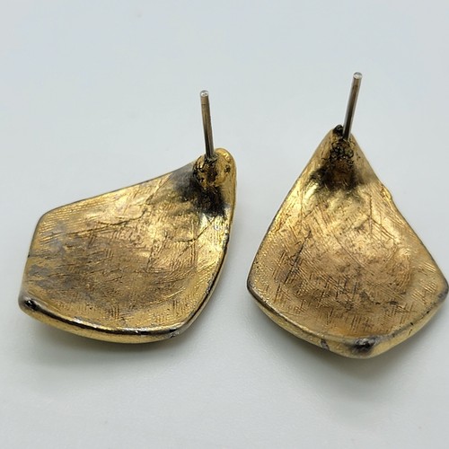 Vintage Ohrringe elfenbeinfarben Emaille goldfarben * - Bild 6 von 8